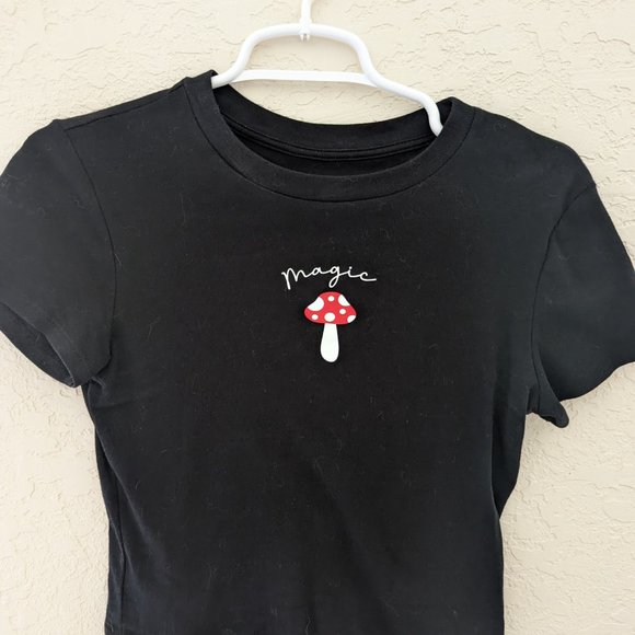 Magic Mushroom Baby Tee Shirt Size S 90s Y2k Retro - Picture 2 of 4